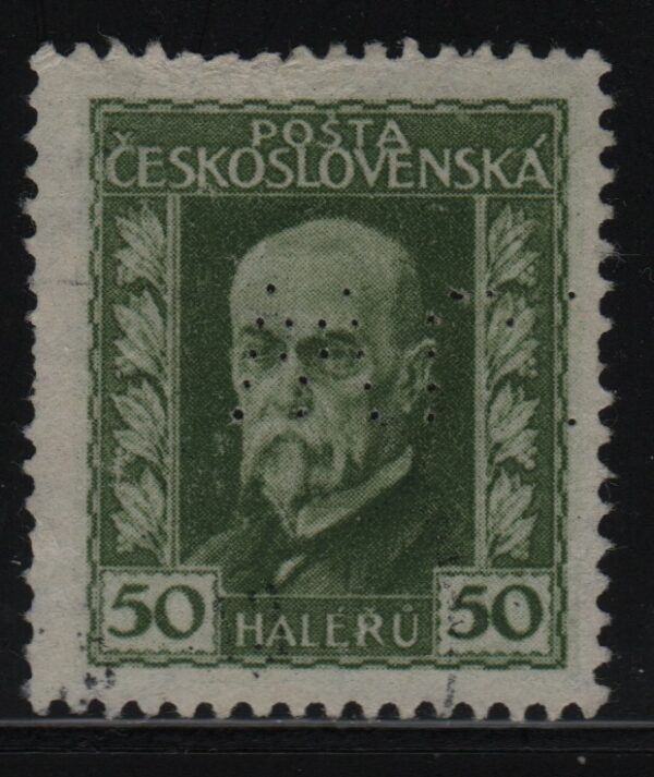 Tsjecho-Slowakije Mi.-Nr. 222 doorboord (CZ-0125)
